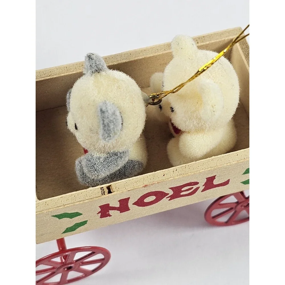 Vintage Avon Teddies in Wagon Christmas Tree Ornament - Holiday Decor